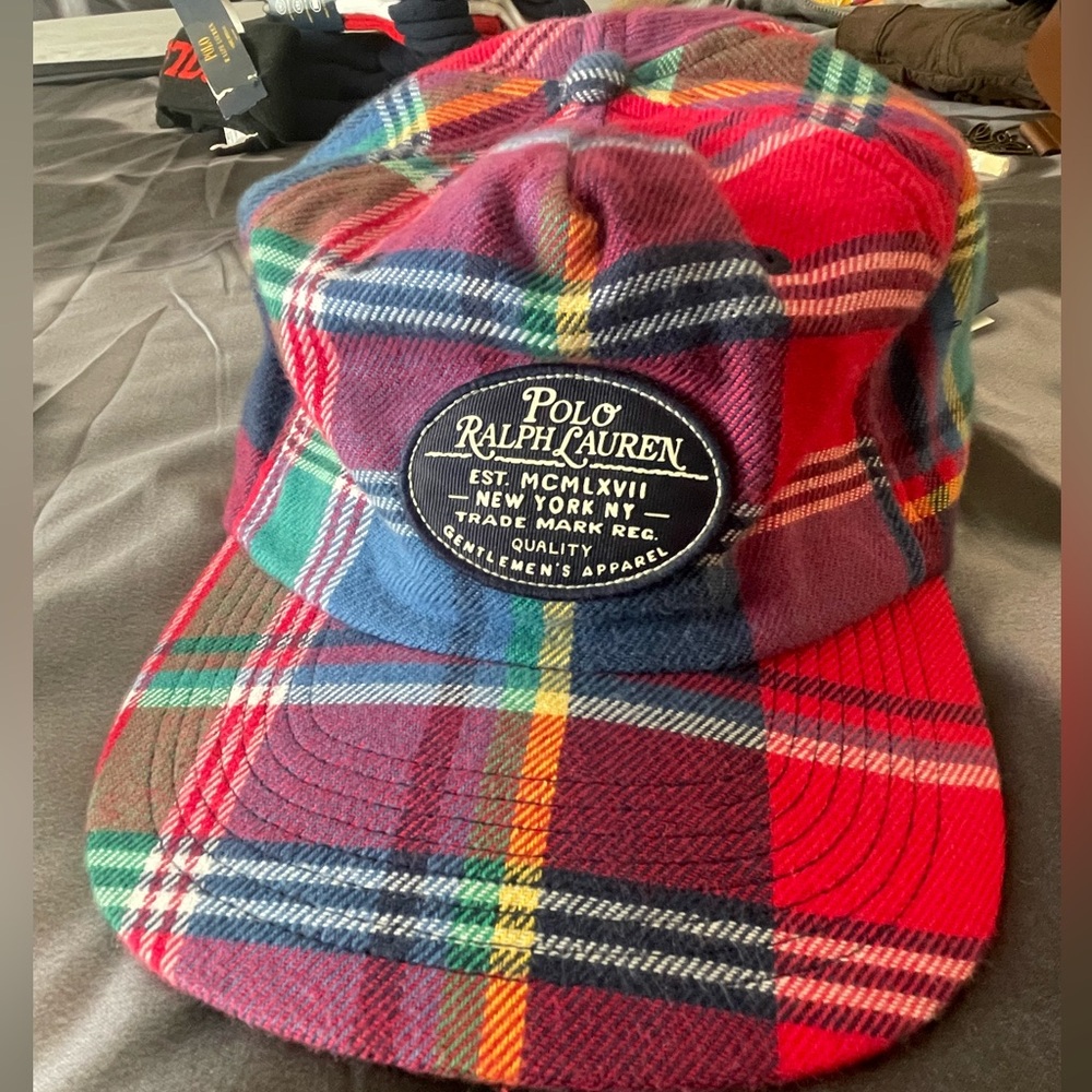 Polo Ralph Lauren Plaid 5 Panel Twill Logo Patch Baseball Ball Cap